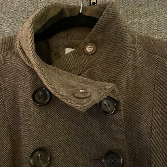 LOFT Petites, 0P Brown Wool Blend Coat Feminine Peplum - Picture 3 of 12